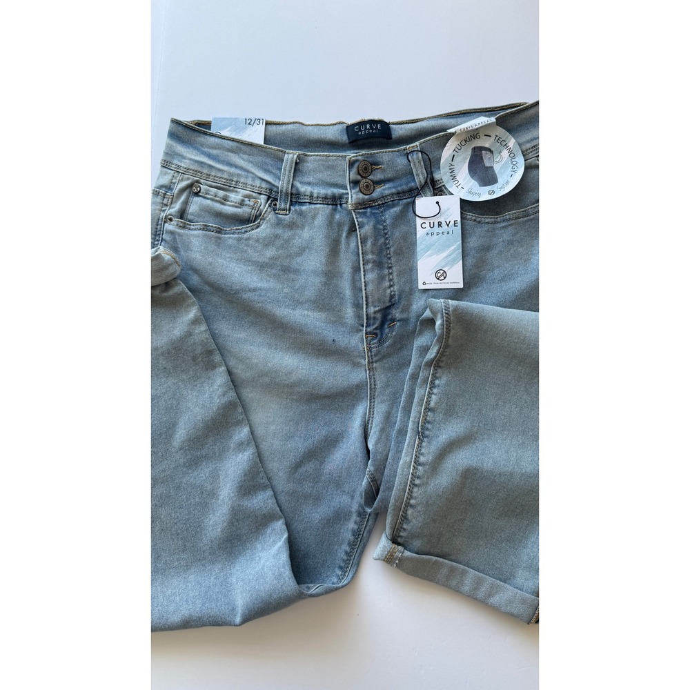 Curve Appeal Tummy Tucking Skinny Jeans Light Wash Blue Size 12/31 VP50091SX
